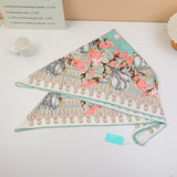 Sciarpa quadrata grande da donna con gardenia-verde