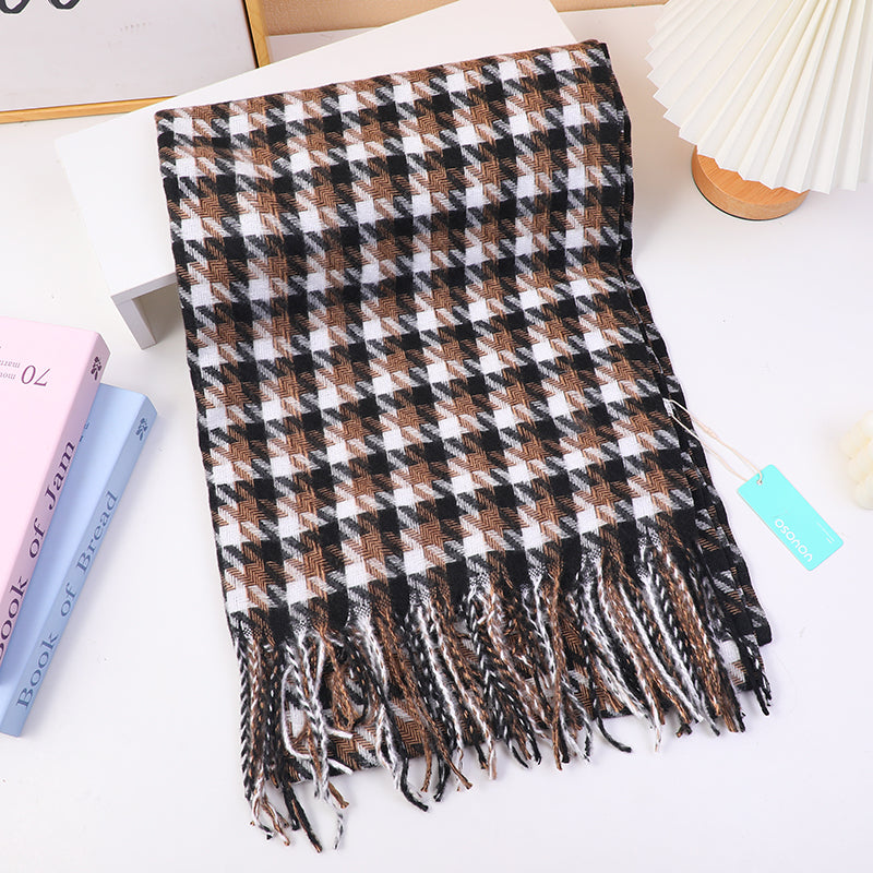 Sciarpa da donna pied de poule colorata-nera