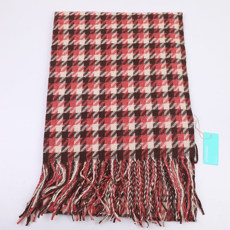 Sciarpa da donna pied de poule colorata - caffè e rosso