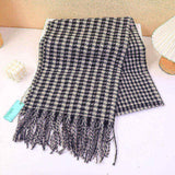 Sciarpa classica da donna in pied de poule - bianco e nero