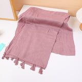 Sciarpa da donna semplice con frange in tinta unita - rosa