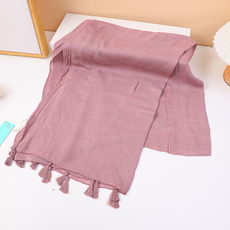 Sciarpa da donna semplice con frange in tinta unita - rosa