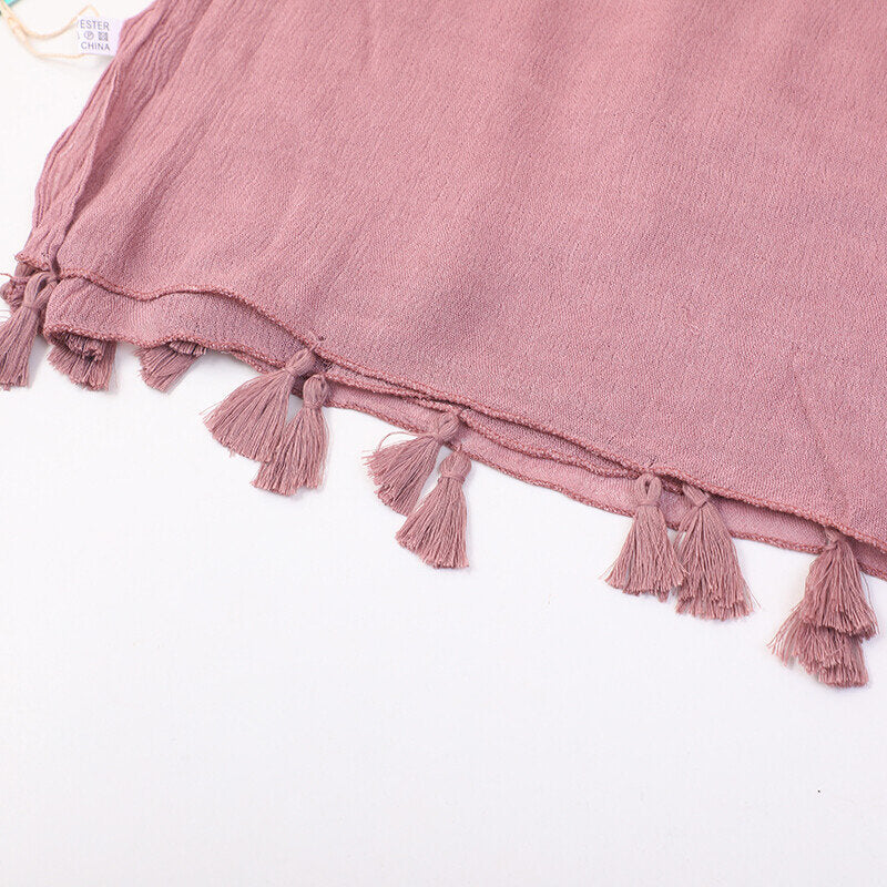 Sciarpa da donna semplice con frange in tinta unita - rosa