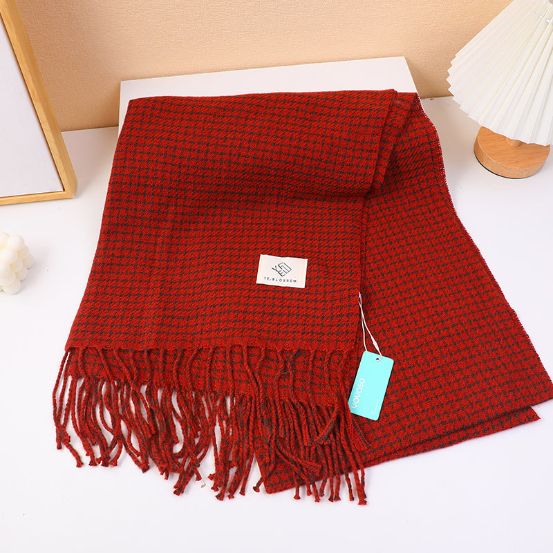 Sciarpa da donna mini a quadri in stile coreano-arancione