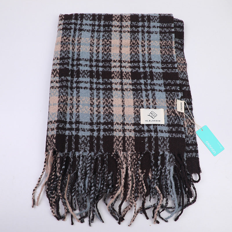 Sciarpa da donna a quadri-blu