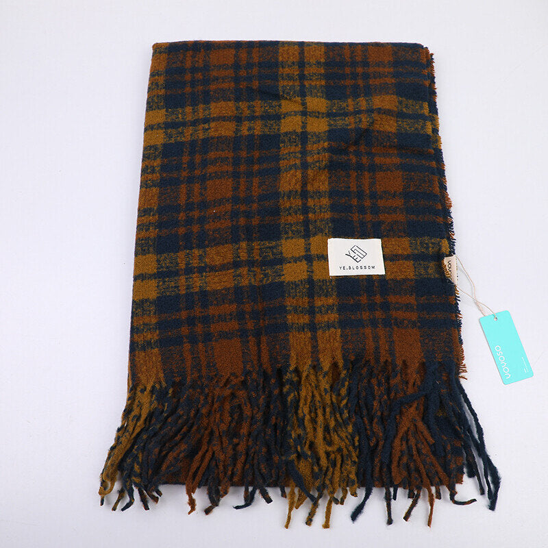 Sciarpa da donna a quadri-giallo