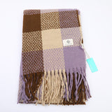 Sciarpa da donna a quadri tricolore: viola e beige