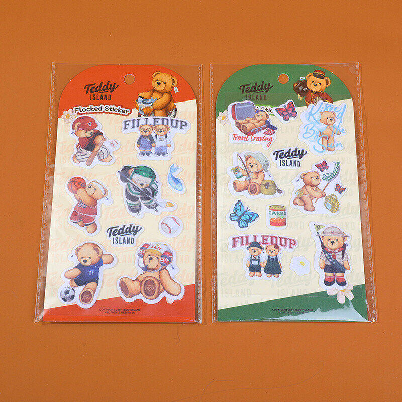 Serie TEDDY ISLAND diario felice adesivi floccati CD