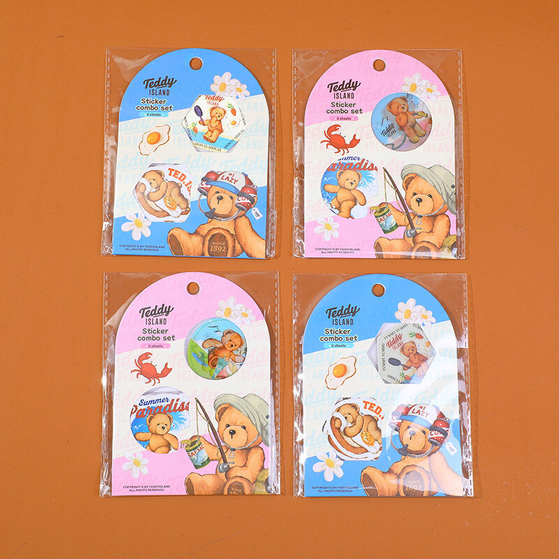 TEDDY ISLAND serie di adesivi diario felice set combo AB