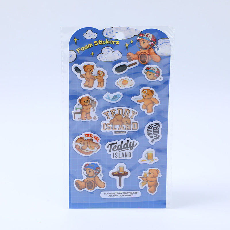 TEDDY ISLAND serie di adesivi in schiuma diario felice set combinato AB