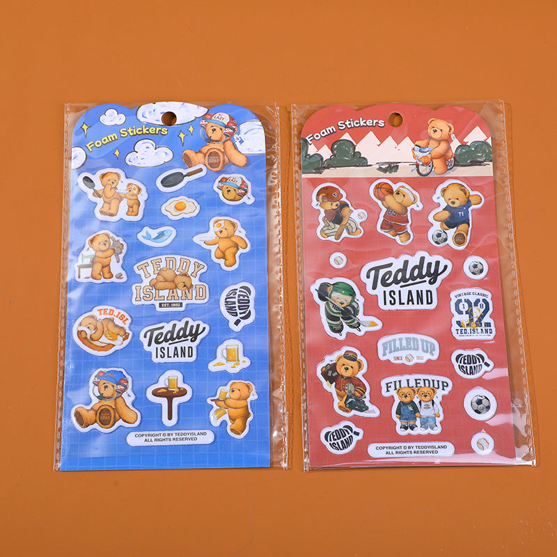 TEDDY ISLAND serie di adesivi in schiuma diario felice set combinato AB