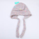 Cappello lavorato a maglia con protezione per le orecchie a tre stelle-viola