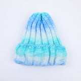 Cappello lavorato a maglia a righe verticali colorate-blu