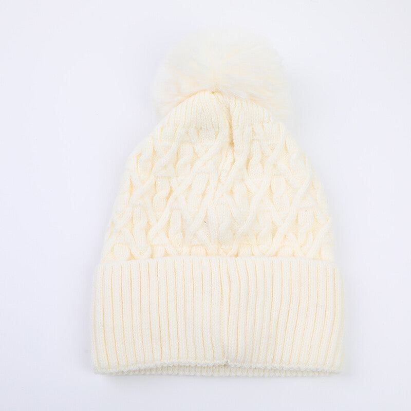 Cappello di lana con motivo a rombi-bianco