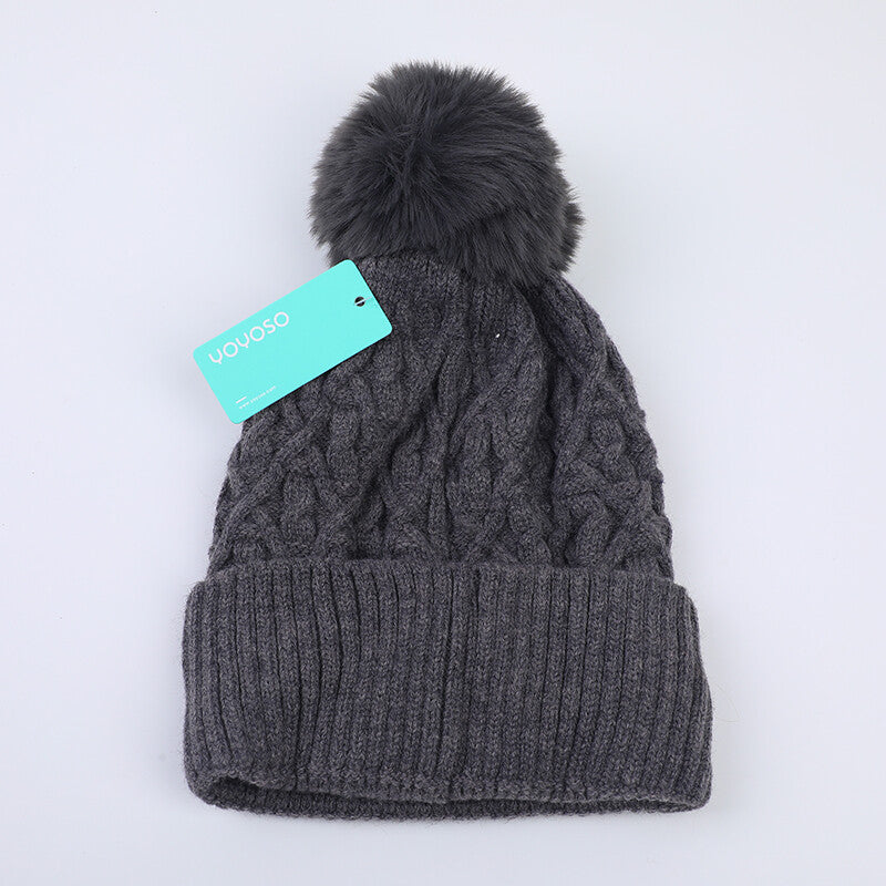 Cappello di lana a rombi-grigio