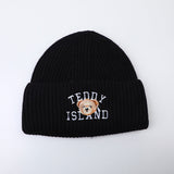 Cappello lavorato a maglia ricamato inglese serie TEDDY ISLAND-nero