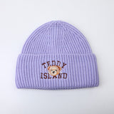 Cappello lavorato a maglia ricamato inglese serie TEDDY ISLAND-viola