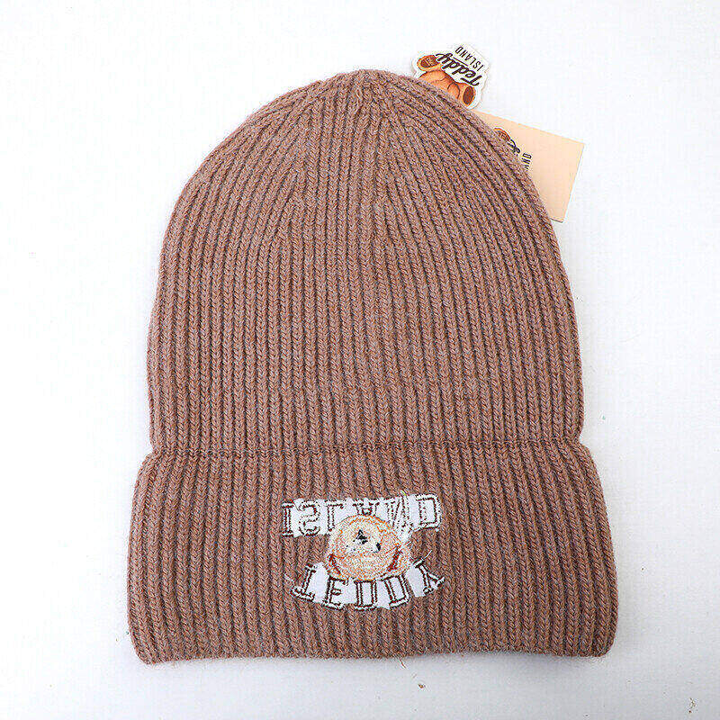 Cappello lavorato a maglia ricamato inglese serie TEDDY ISLAND-kaki