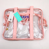 Borsa da toilette portatile trasparente di medie dimensioni-rosa