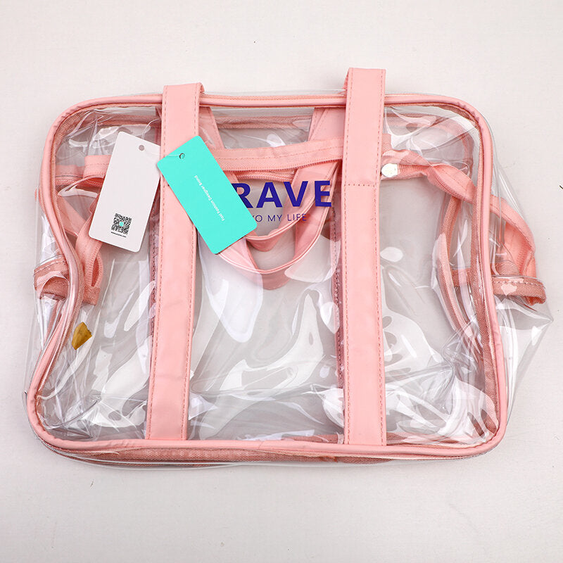Borsa da toilette portatile trasparente di medie dimensioni-rosa
