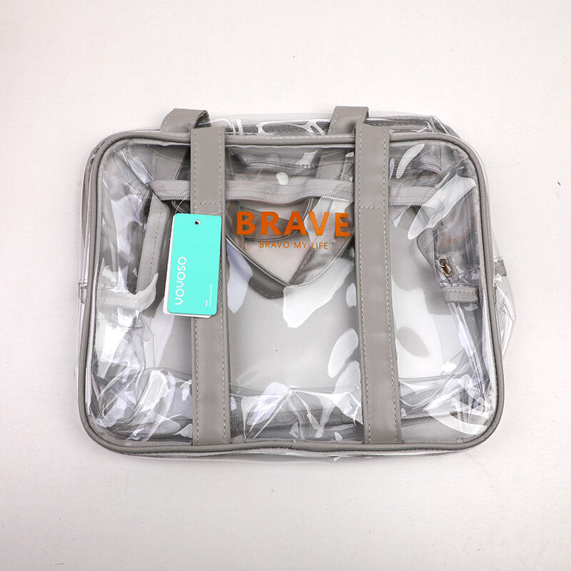 Borsa da toilette portatile trasparente di medie dimensioni-grigio