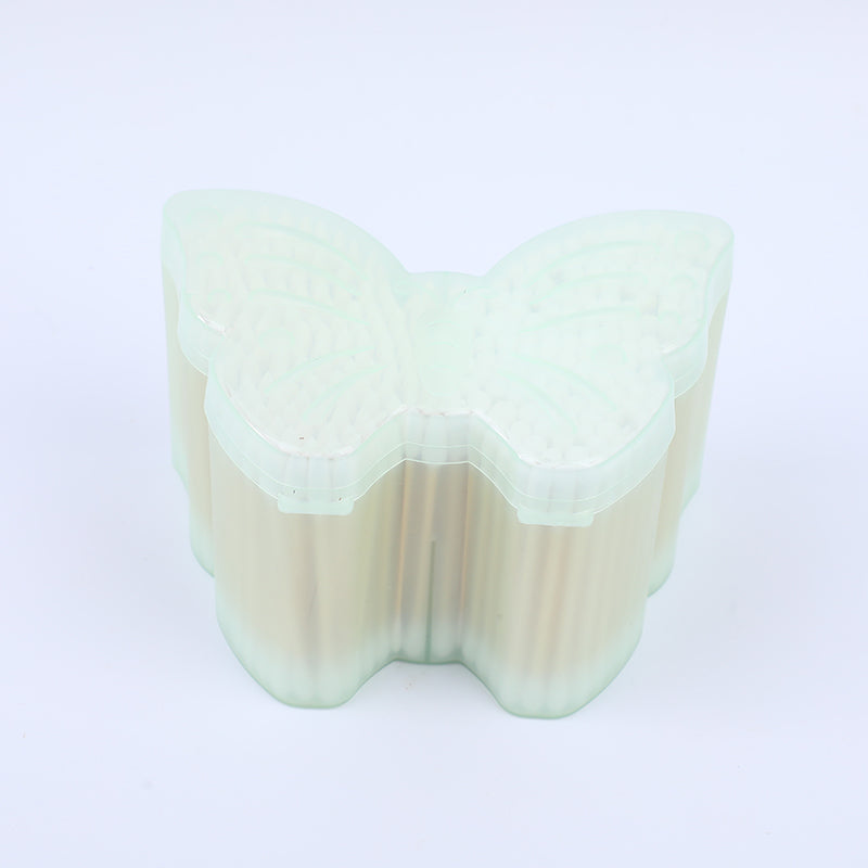 Scatola a farfalla bastoncini di bambù batuffoli di cotone 300 pezzi