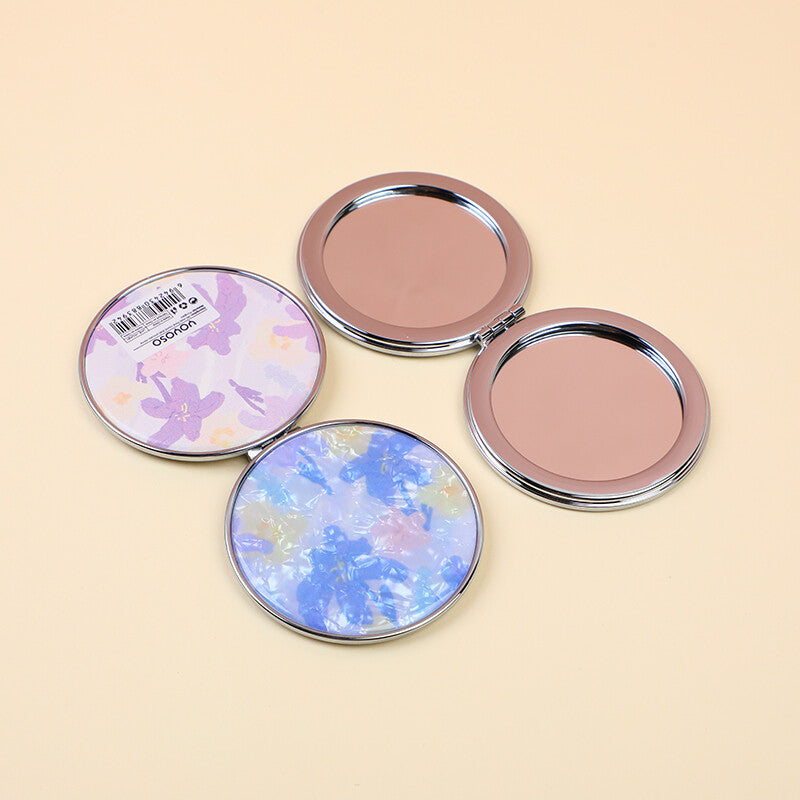 Specchio da principessa a conchiglia rotonda floreale in stile INS