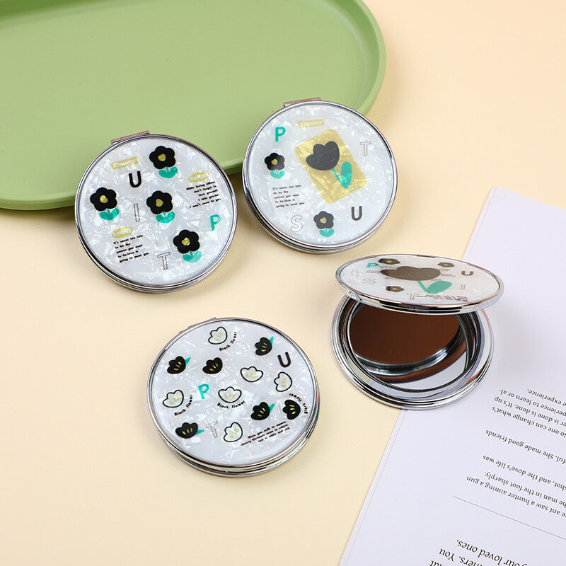 Specchio da principessa a conchiglia rotonda floreale semplice