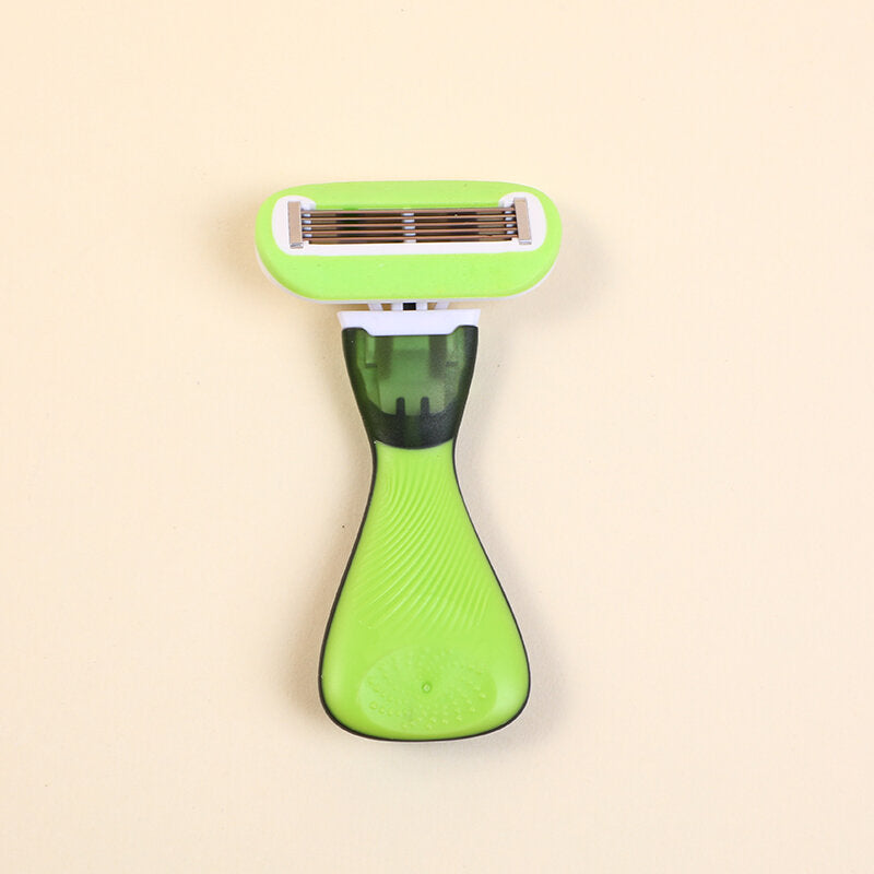 Rasoio da donna a lama curva a cinque strati con manico corto-verde