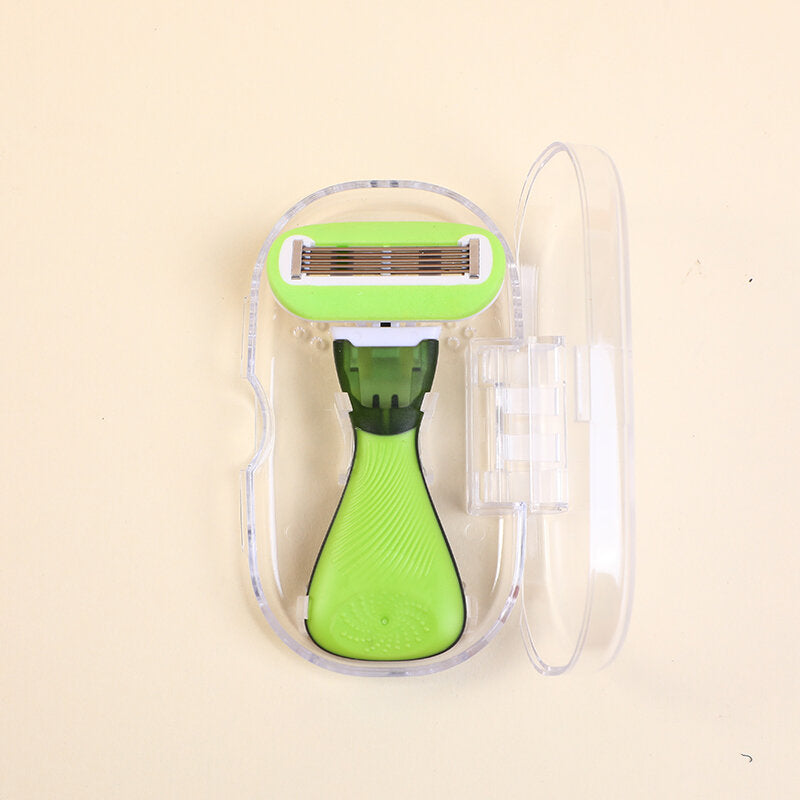 Rasoio da donna a lama curva a cinque strati con manico corto-verde