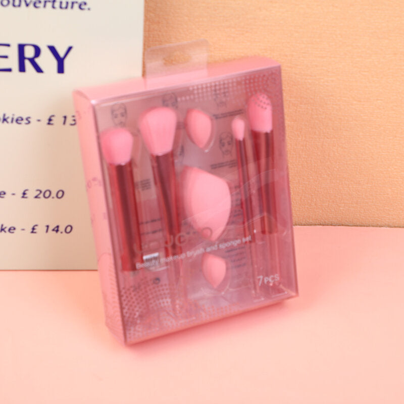 Set di pennelli per il trucco rosa e oro 7 pezzi