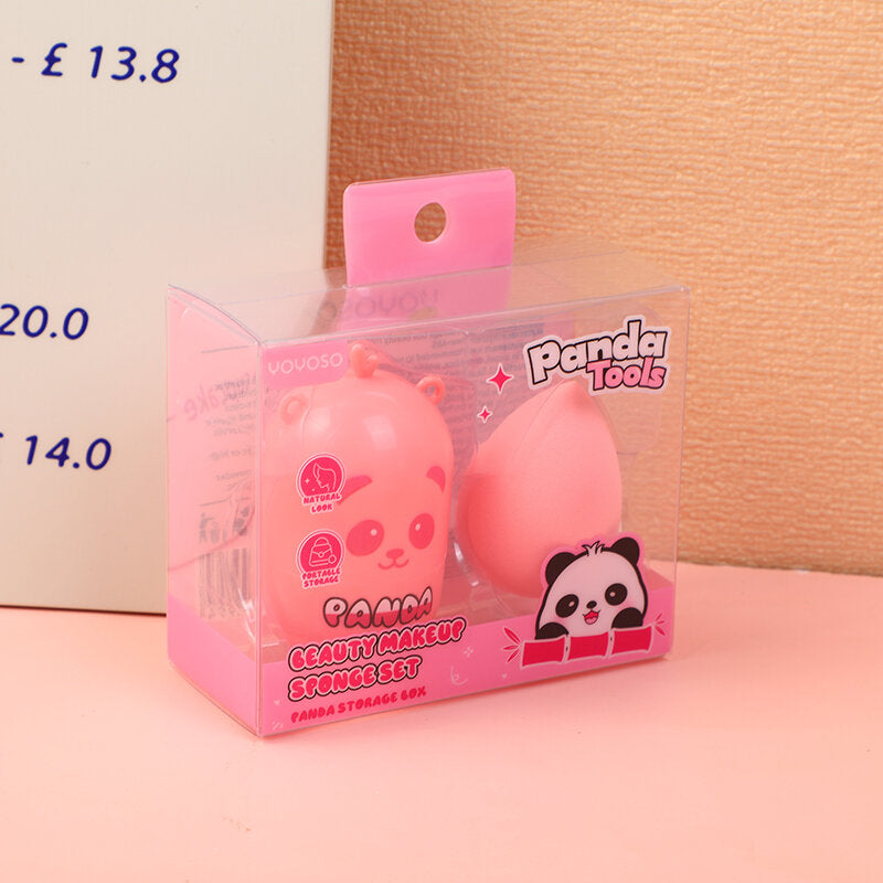 Scatola portaoggetti a forma di cartone animato, set di spugne per il trucco