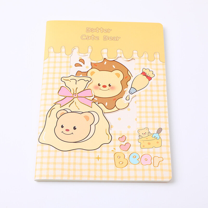 Quaderno cucito orso giallo cavo 32K C1591-pagine interne a righe orizzontali 20 fogli