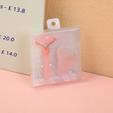 Set combinato di massaggiatore a rullo con testa singola e strumento gua sha in cristallo rosa