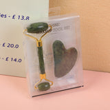 Set di strumenti e rulli massaggiatori gua sha verde giada