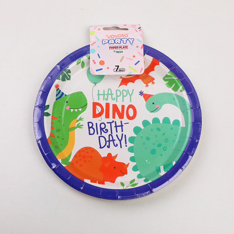 Piatto da 7 pollici della serie Party Dinosaur*10 pezzi