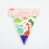 Bandiera triangolare a forma di dinosauro per feste *12 pezzi