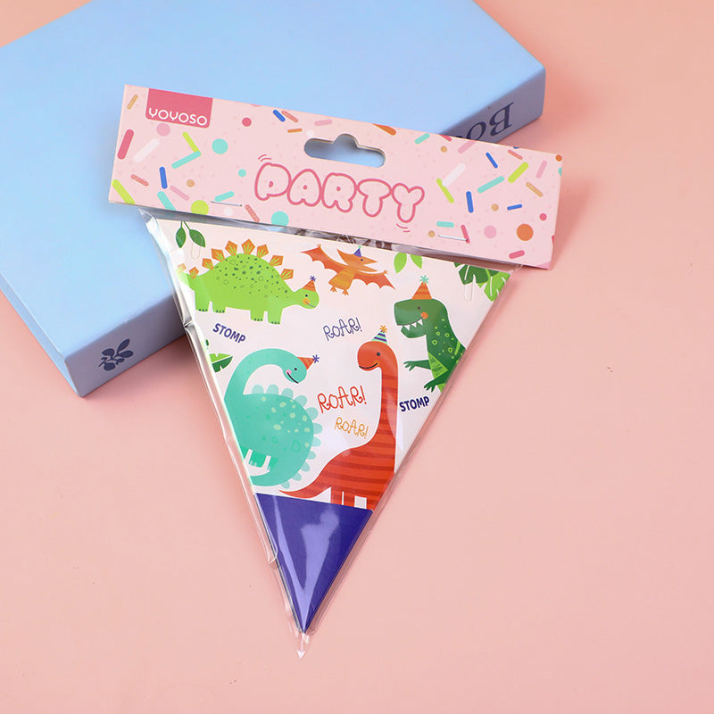 Bandiera triangolare a forma di dinosauro per feste *12 pezzi