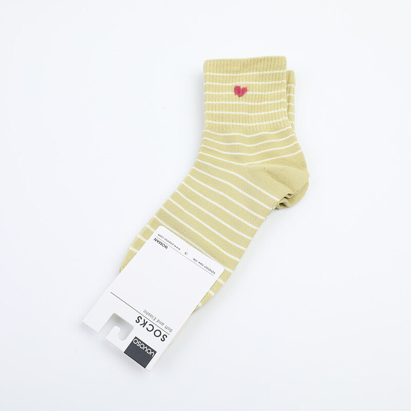 Calzini da donna in cotone con ricamo Love fino a metà polpaccio