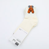 Calzini da donna in cotone a metà polpaccio con lettere carine e divertenti