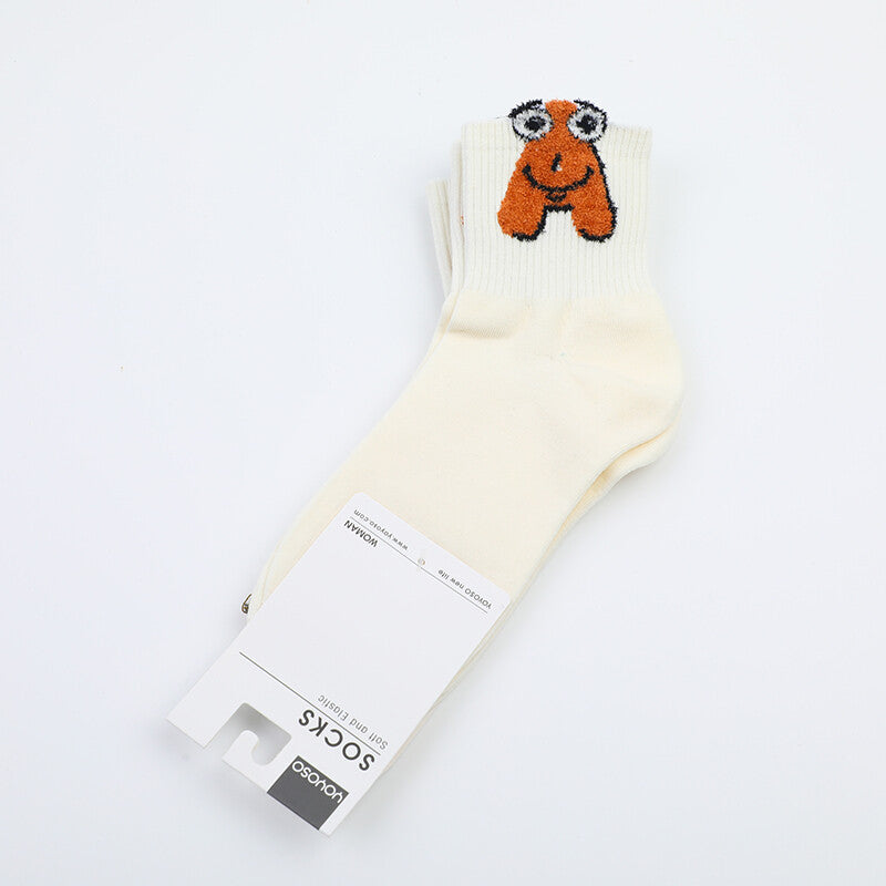 Calzini da donna in cotone a metà polpaccio con lettere carine e divertenti