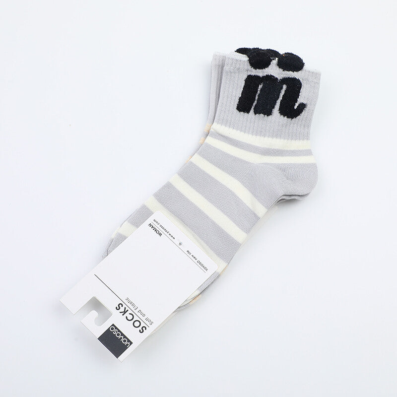 Calzini da donna in cotone a metà polpaccio con lettere M