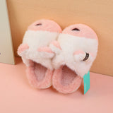 Pantofole per bambini a forma di cane di peluche rosa 34-35