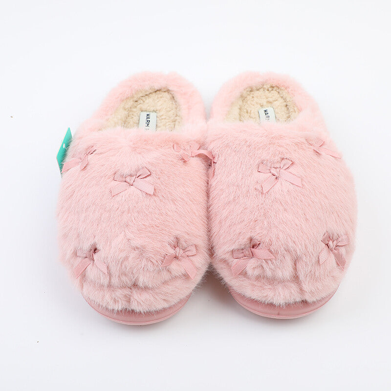 Pantofole da donna in cotone con fiocco romantico rosa 36-37