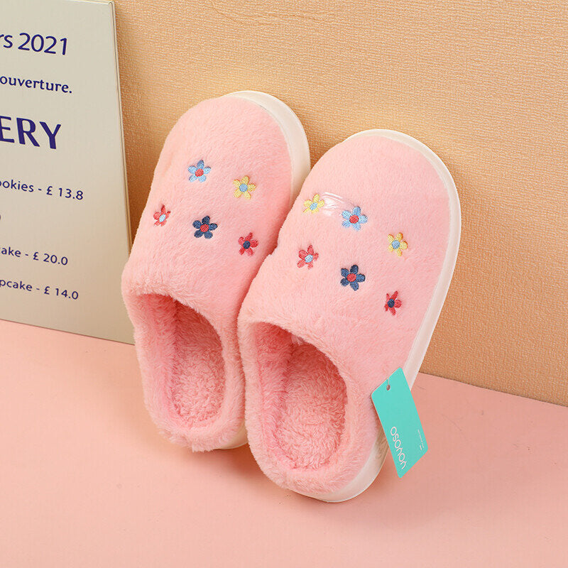 Pantofole di cotone con piccoli fiori dolci coppia rosa 36-37
