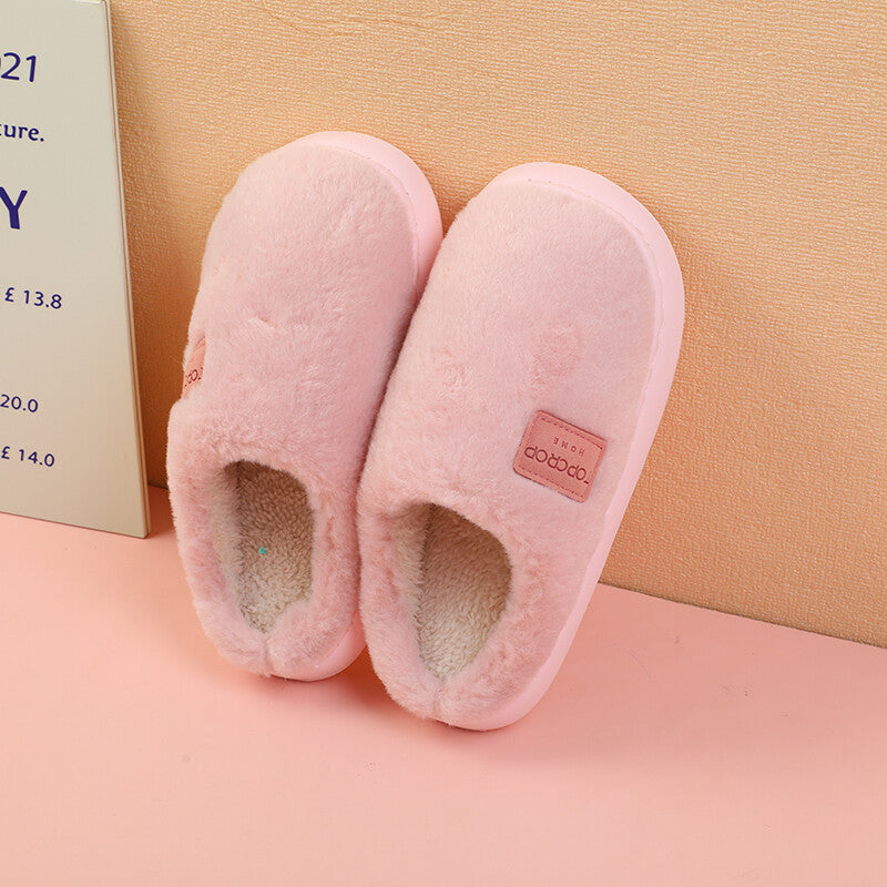 Semplice coppia di pantofole in cotone con etichetta in pelle rosa 40-41