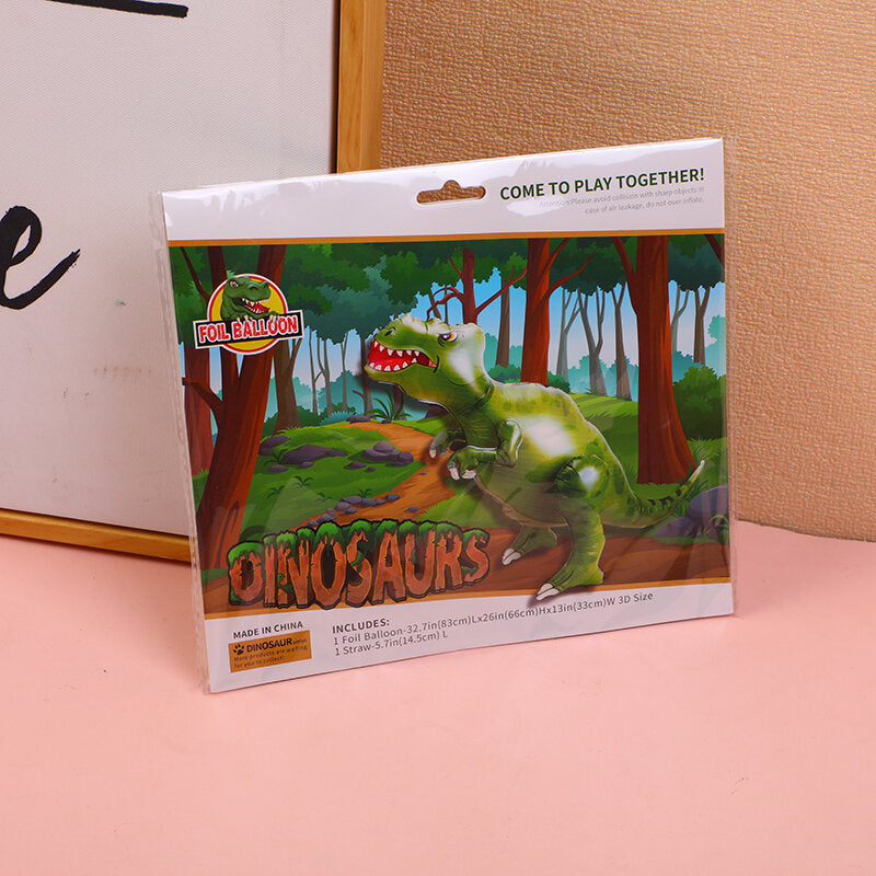 Pallone con bottone 3D, dinosauro verde, palloncino in alluminio-1 pz.