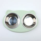 Set di ciotole doppie in acciaio inossidabile Cat Face