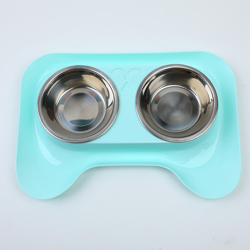 Kitten Set di ciotole doppie in acciaio inossidabile