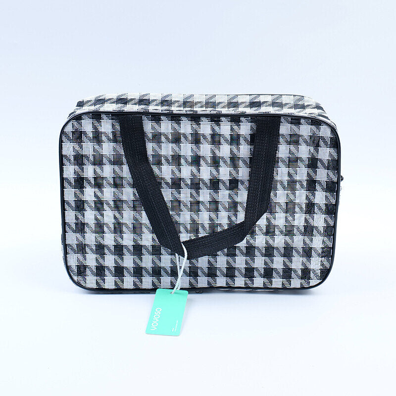 Borsa cosmetica lavabile con motivo a quadri (grande)